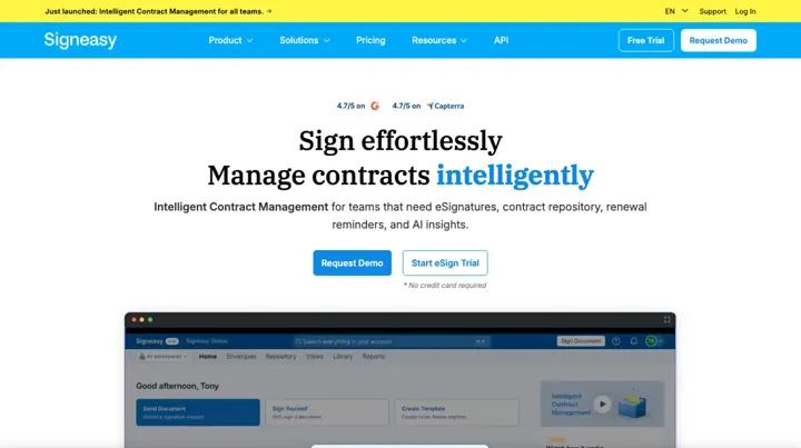 Signeasy product page