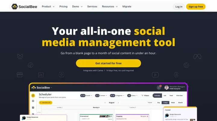 SocialBee product page