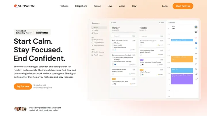 Sunsama product page