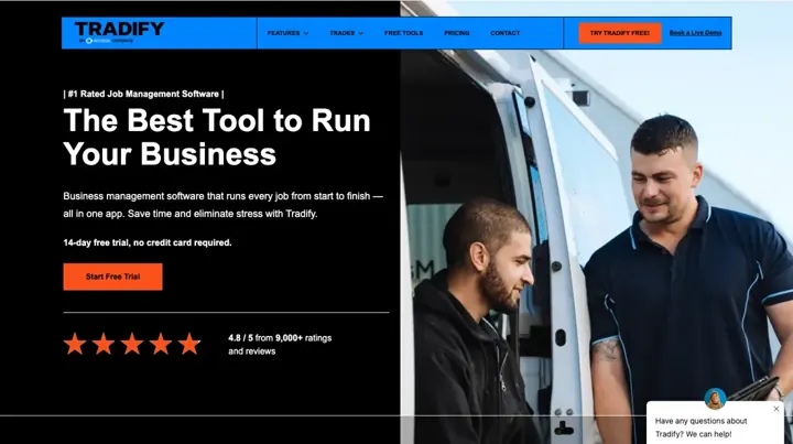 Tradify product page