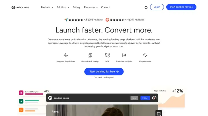 Unbounce product page