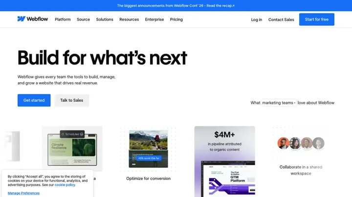 Webflow product page