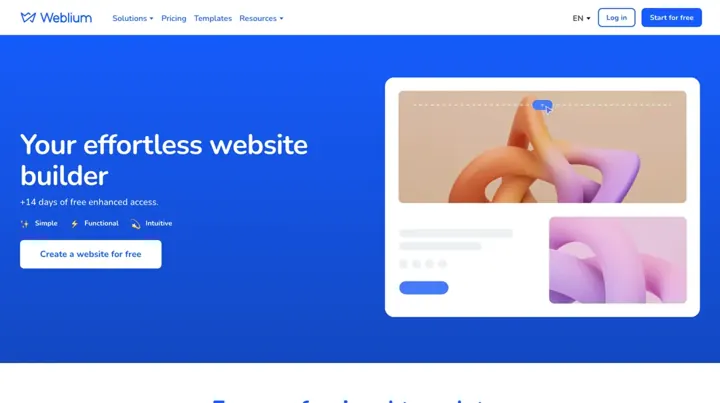 Weblium product page