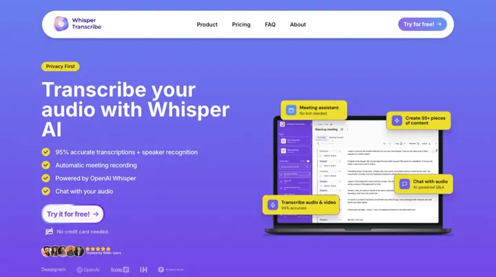 WhisperTranscribe product page