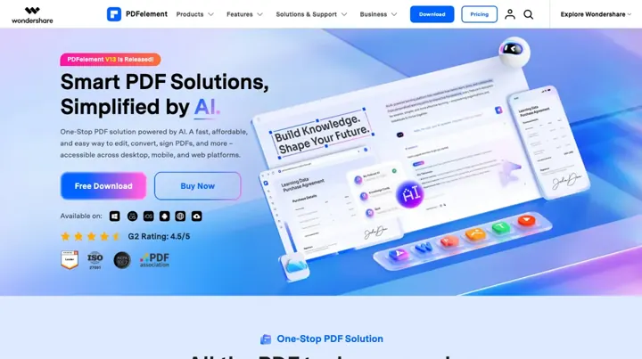 Wondershare PDFelement product page