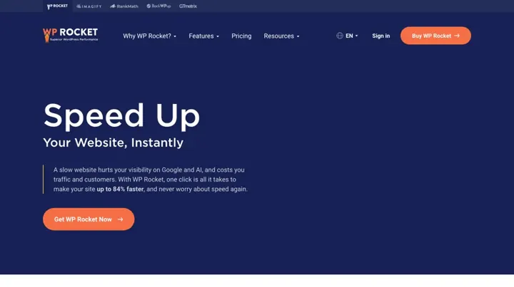 WP Rocket product page