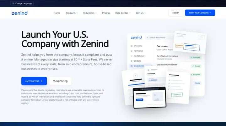 Zenind product page