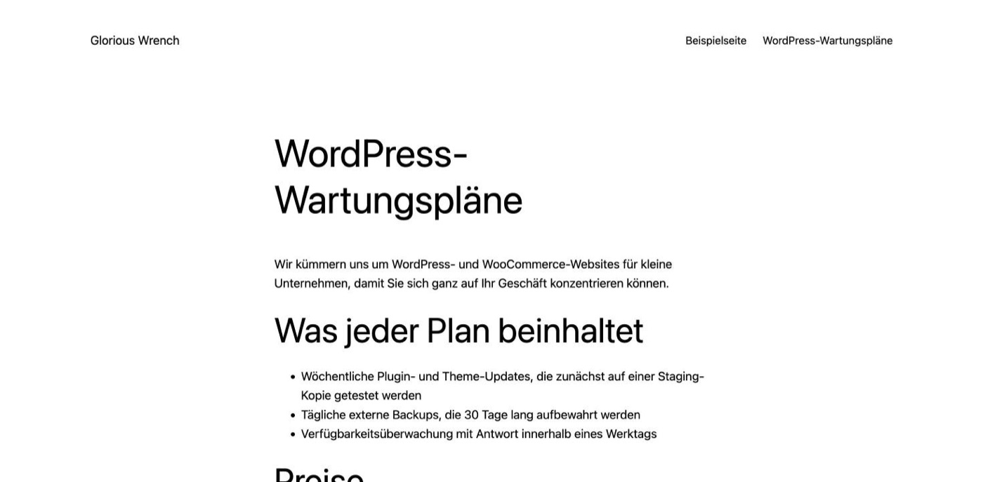 Our page in German