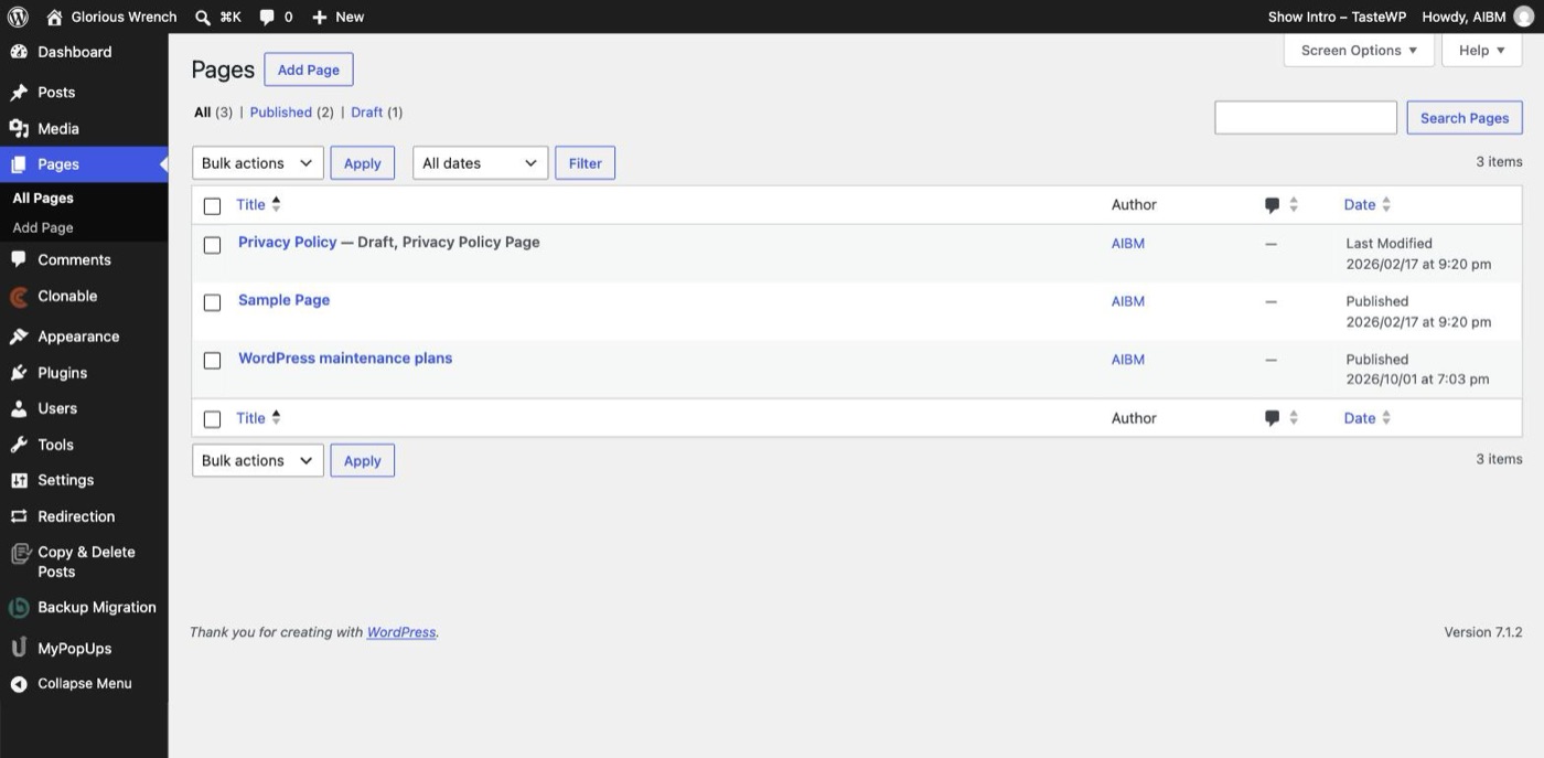 WordPress afterwards